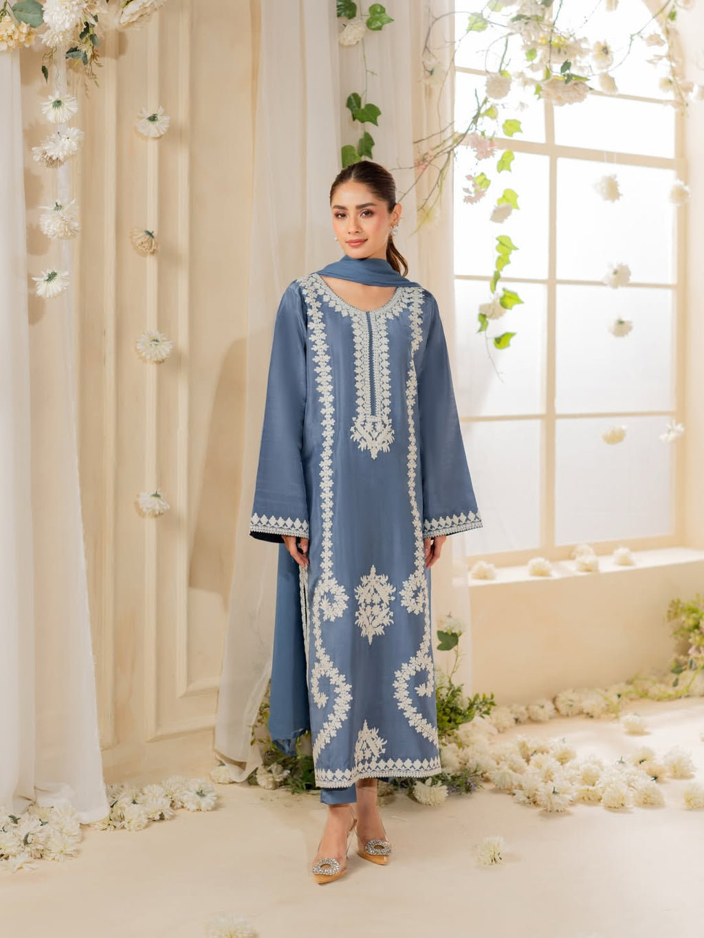 Neelam Blue Embroided 3 PCs