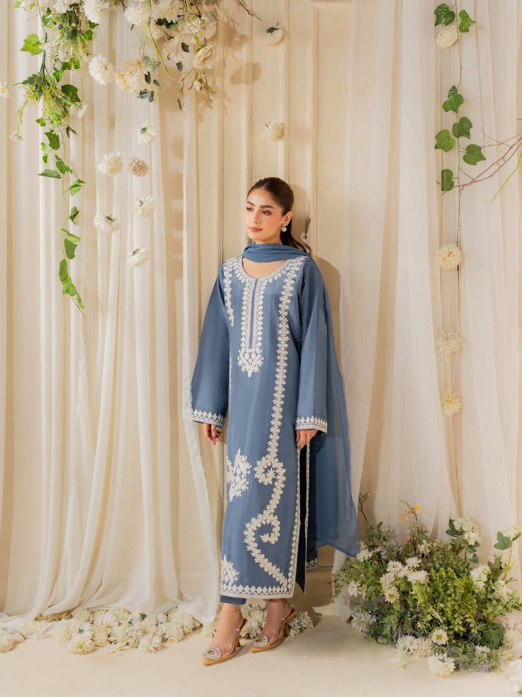 Neelam Blue Embroided 3 PCs