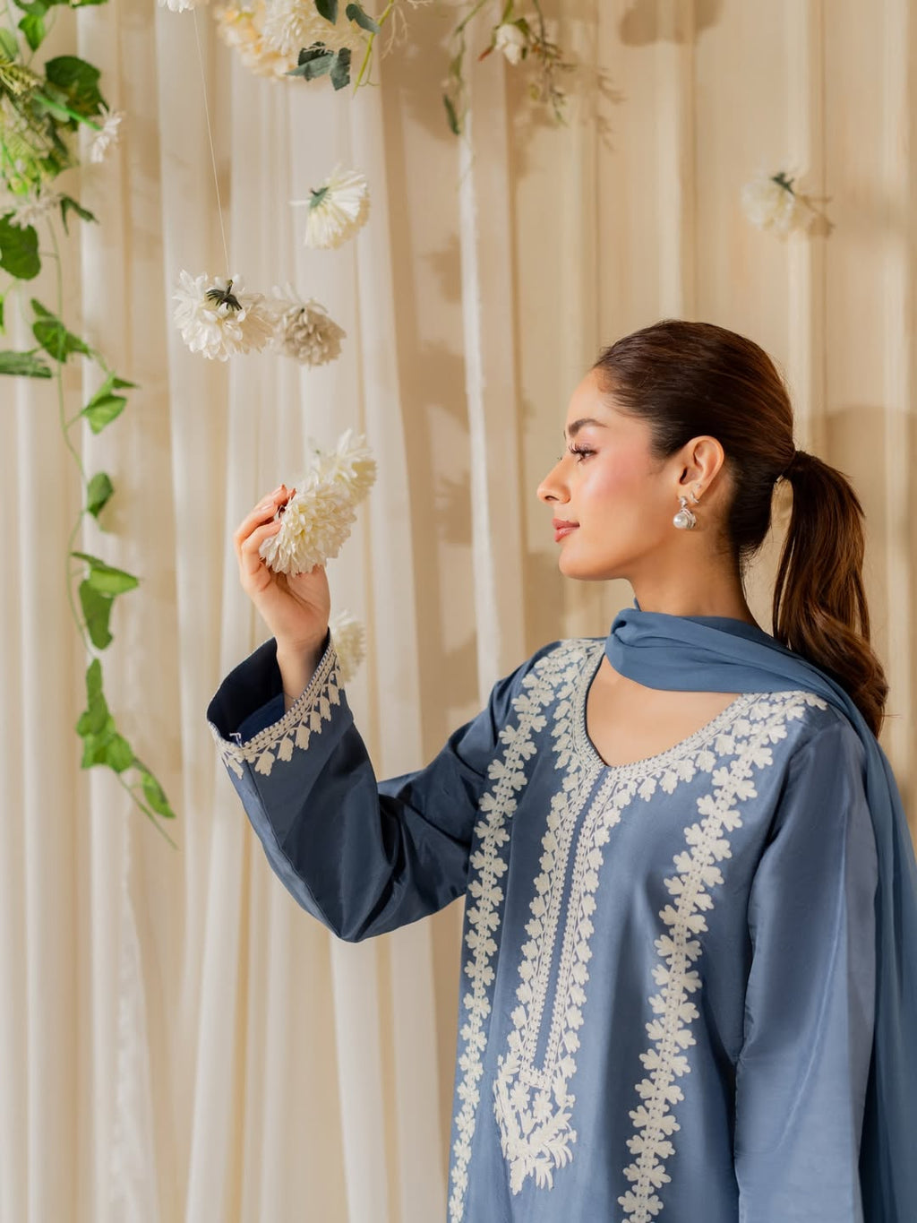 Neelam Blue Embroided 3 PCs