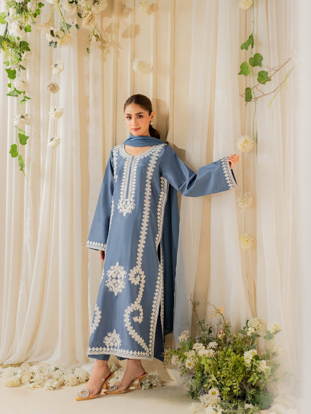 Neelam Blue Embroided 3 PCs