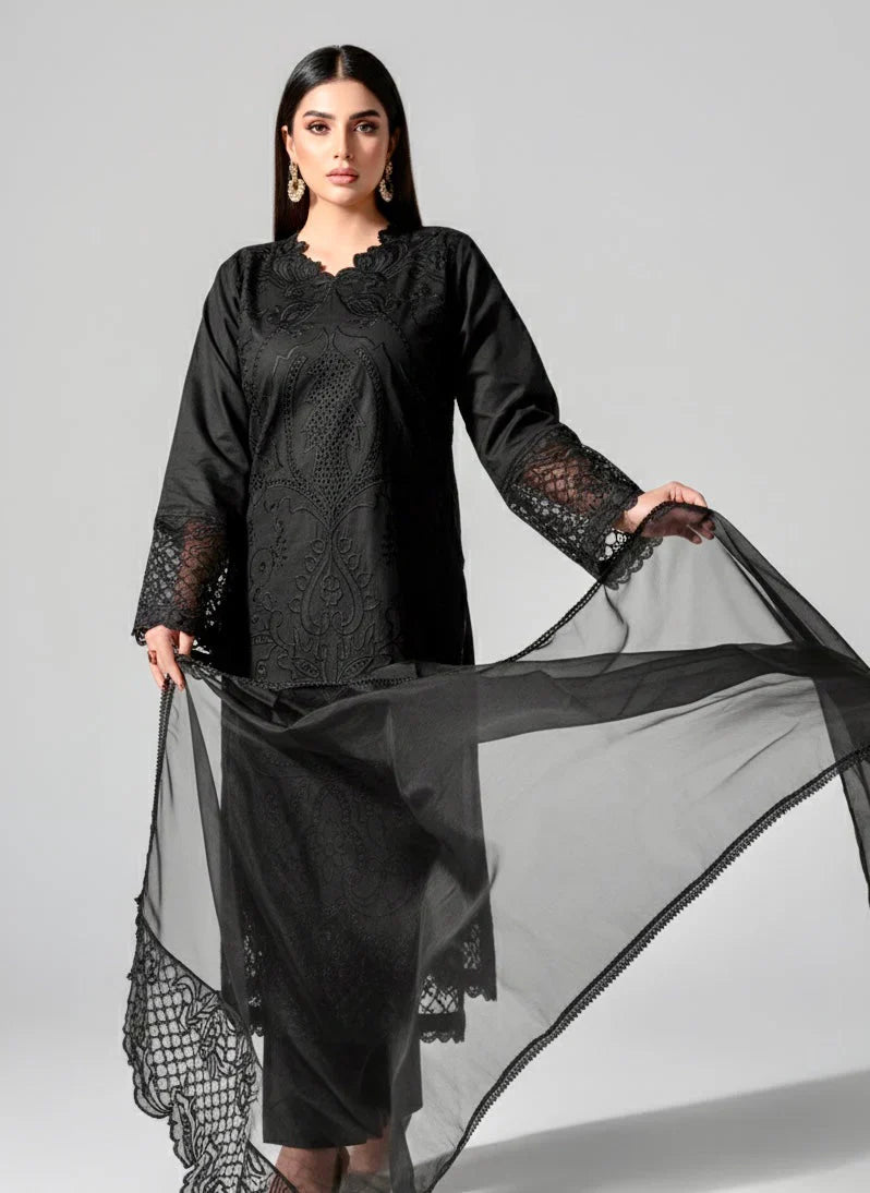 Black Hoor  Embroidered 3-Piece Suit