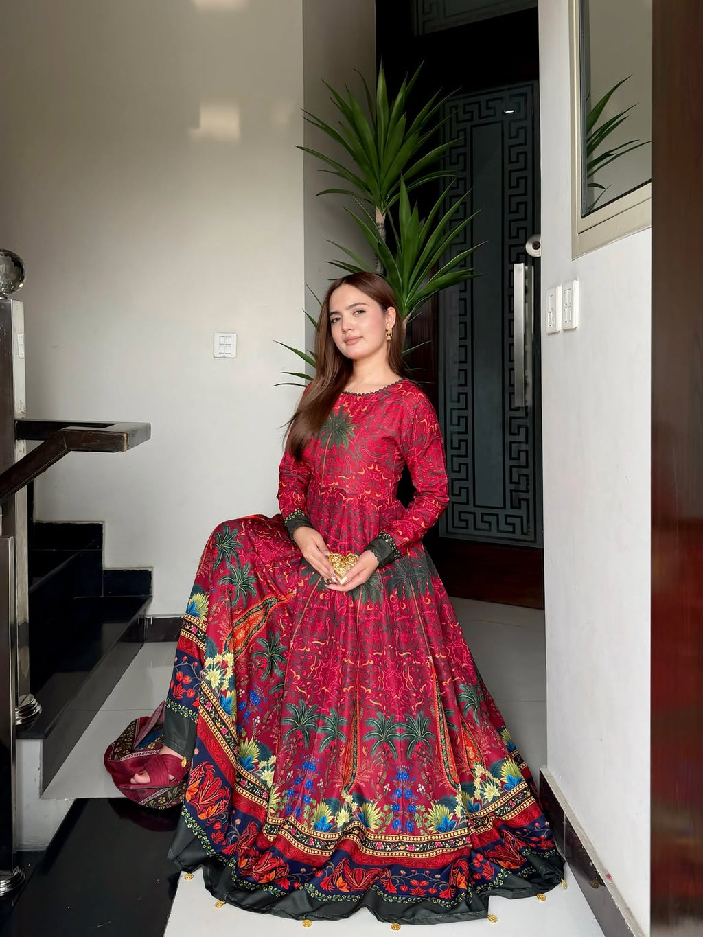 Mirha-Digital Printed Frok 2Pcs