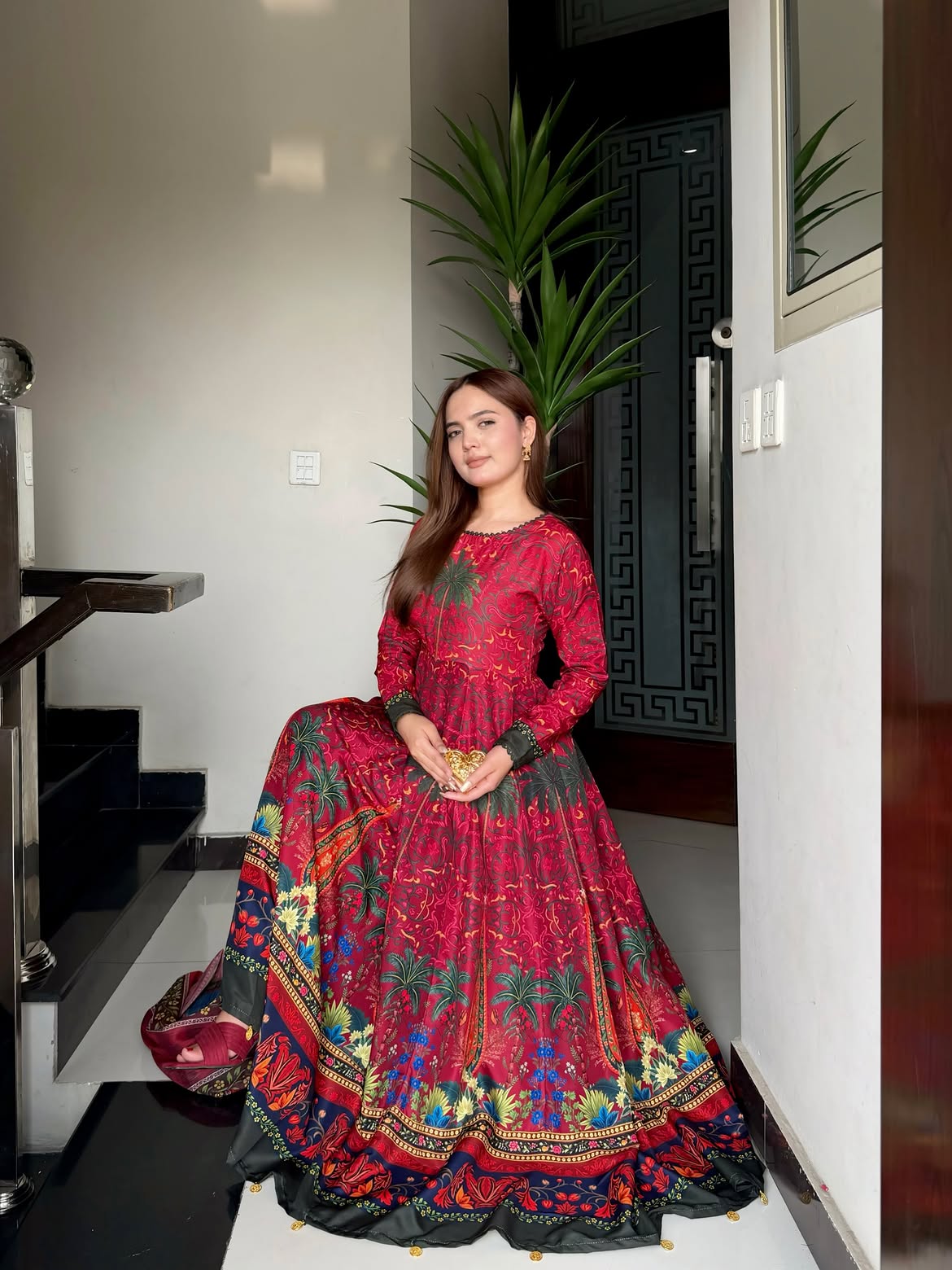 Mirha-Digital Printed Frok 2Pcs