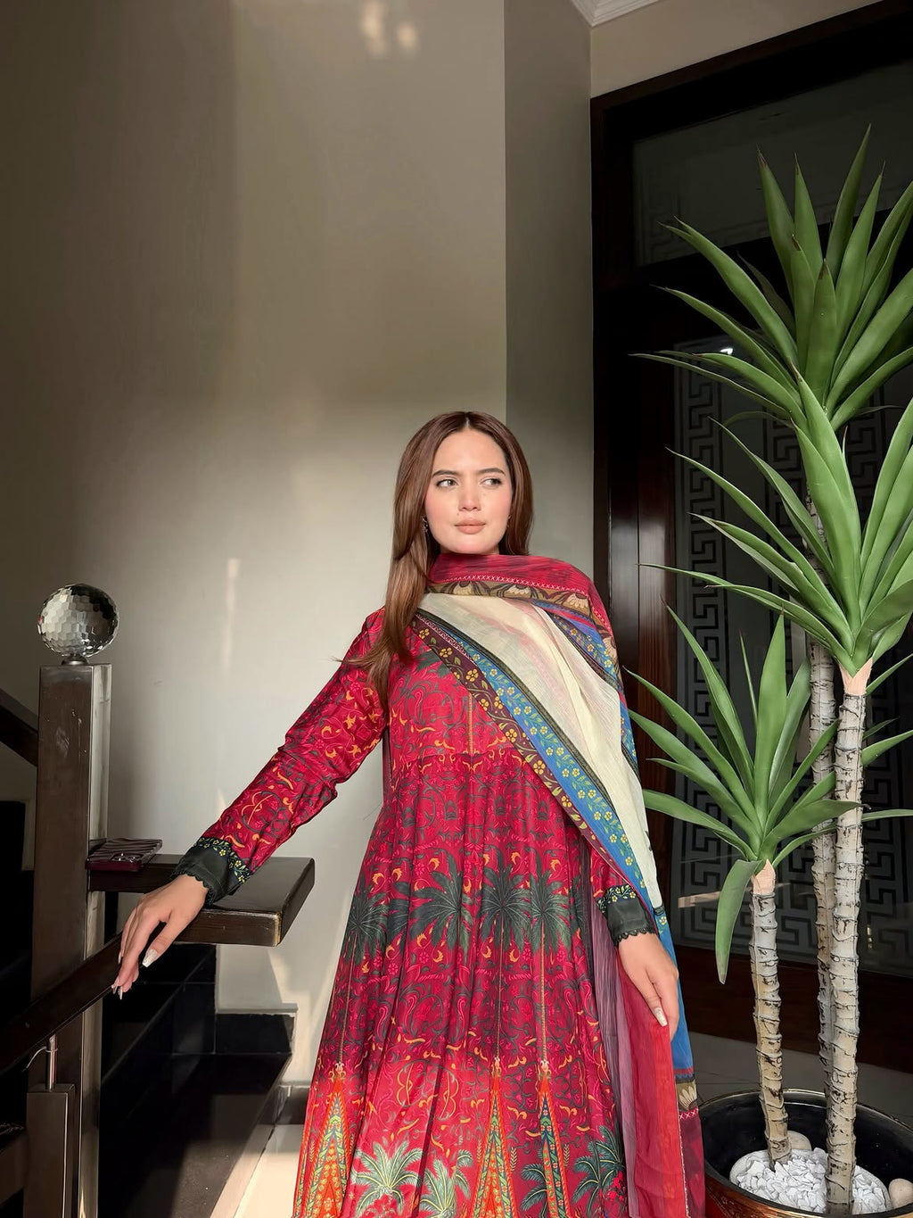 Mirha-Digital Printed Frok 2Pcs