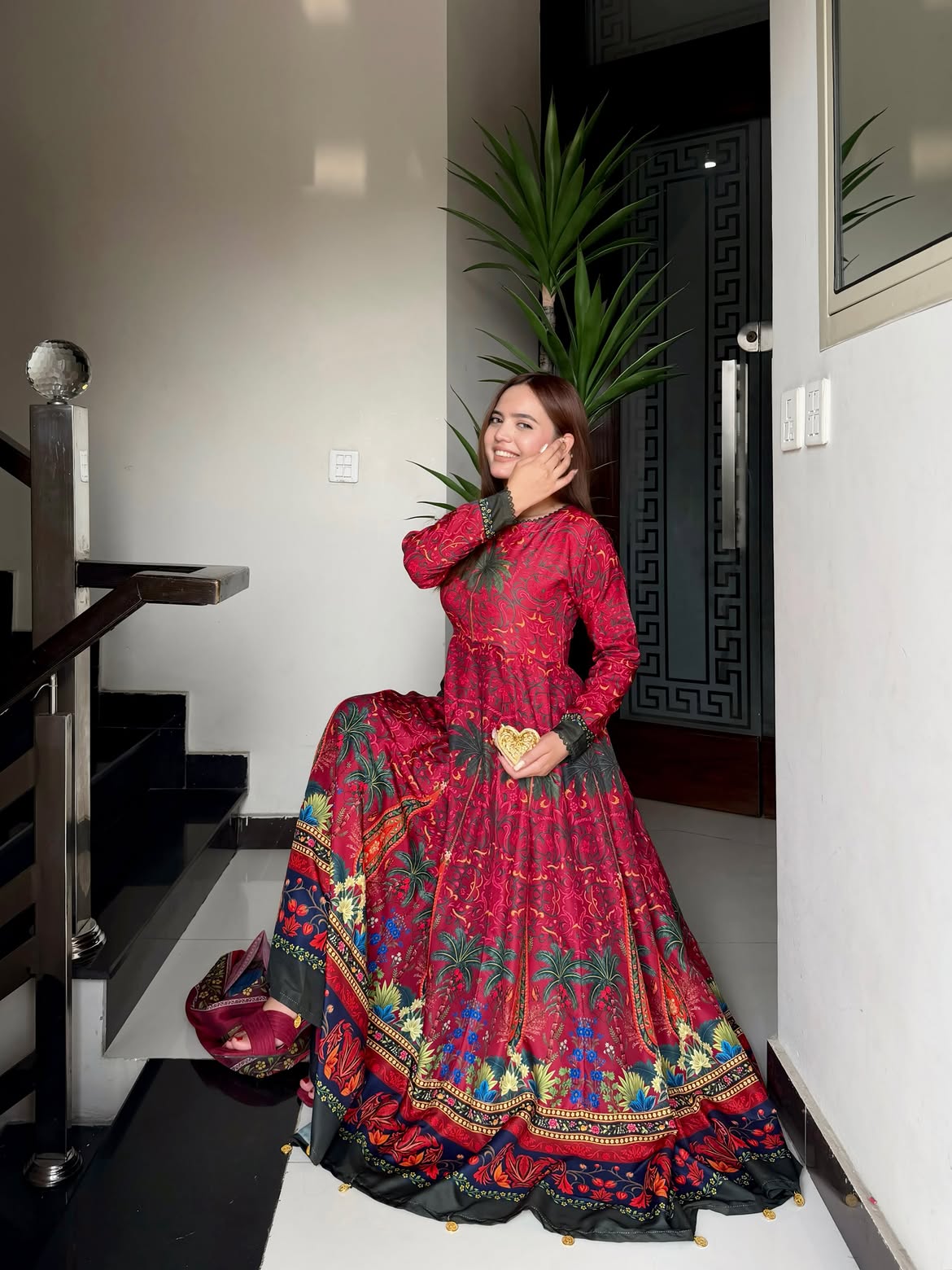 Mirha-Digital Printed Frok 2Pcs