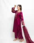 Tea Pink  (Embroided 3 PCs)