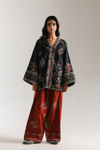 ETHNIC BLACK & RED 2PC STITCHED