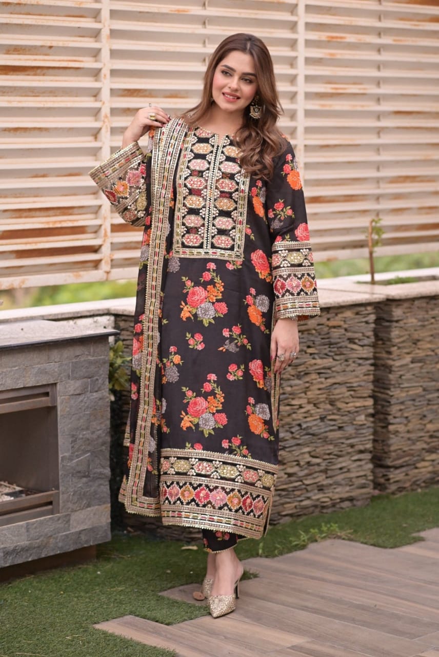 Bulbul Digital Embroidery 3 PCs